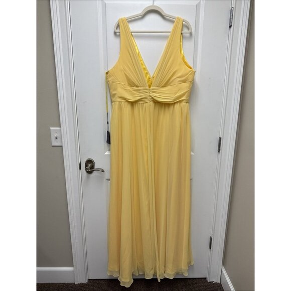 New MAC DUGGAL Size 20 Evening Gown Yellow Chiffon Sleeveless Wrap Formal Dress - Picture 5 of 7